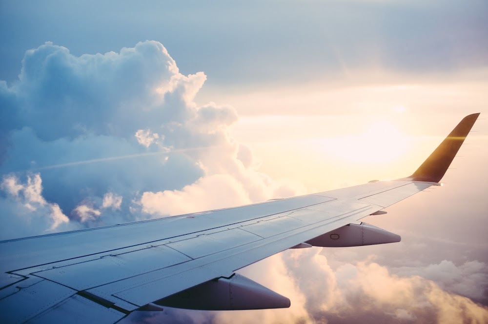 plane wing in sky